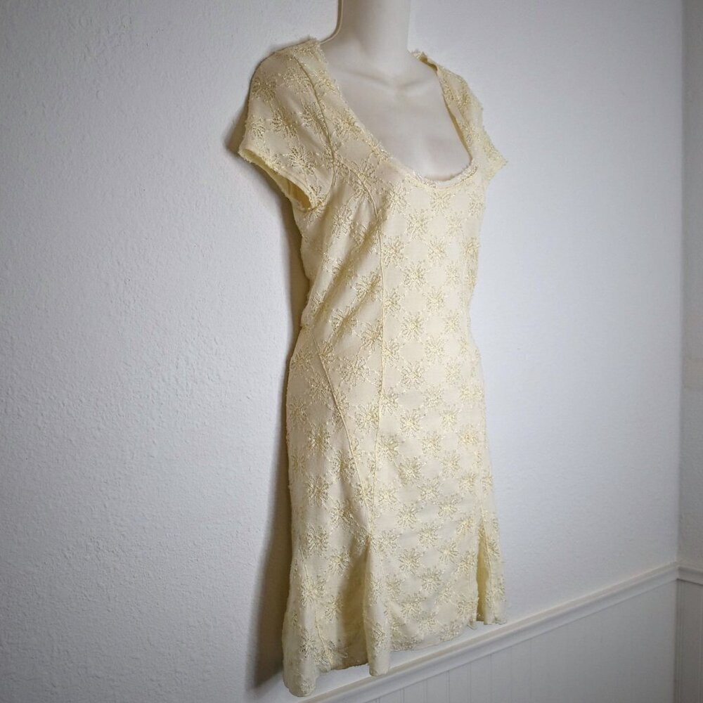 Free People Dress Daisy Lace Sz M Mini Floral Stretchy Neutral Cottagecore Boho - Picture 4 of 15
